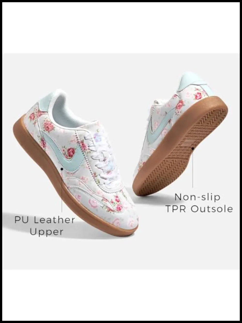 Retro Fashion Sneakers - PU Leather, Non-Slip TPR Outsole, Lace Up